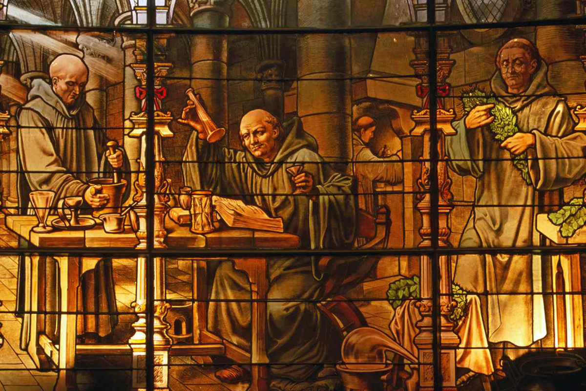 Benedictine Monks - Stained glass window art