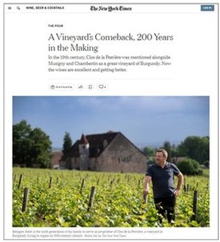 New York Times article featuring Domaine Joliet