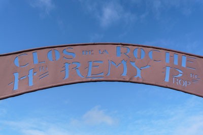 A sign for Clos de la Roche in Cote de Nuits, Burgundy, France.