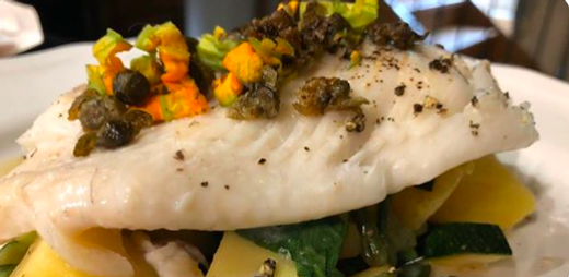 Roasted Turbot, Warm Seasonal Salad, Split Caper