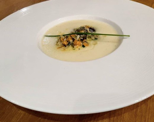 Veloute of Turnip with Escargot & Pistachio Oil