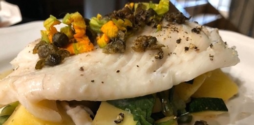 Roasted Turbot, Warm Seasonal Salad, Split Caper