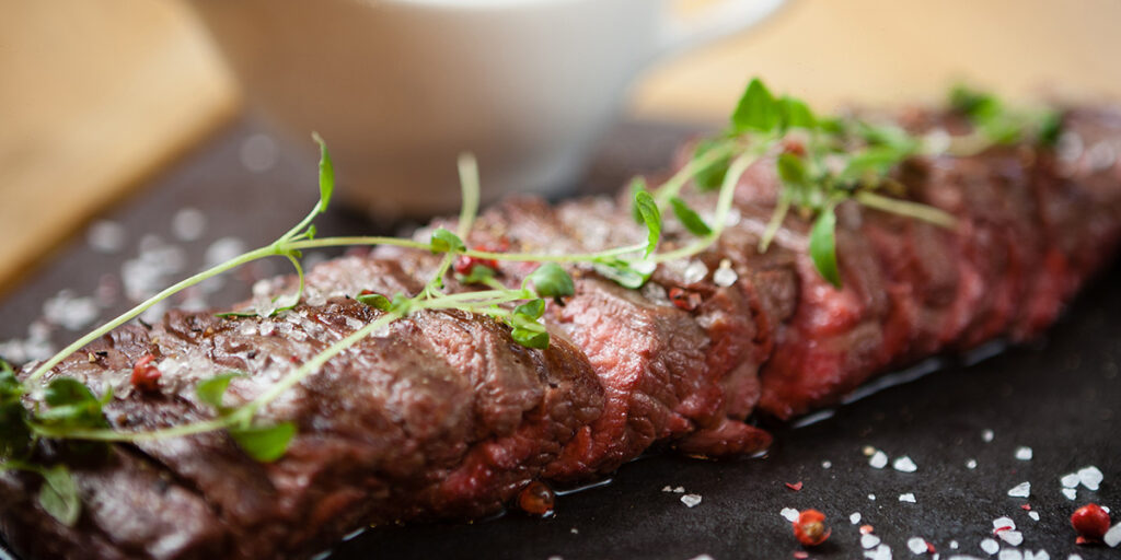 Roasted Flank Steak with Winter Spices & Red Wine Jus
