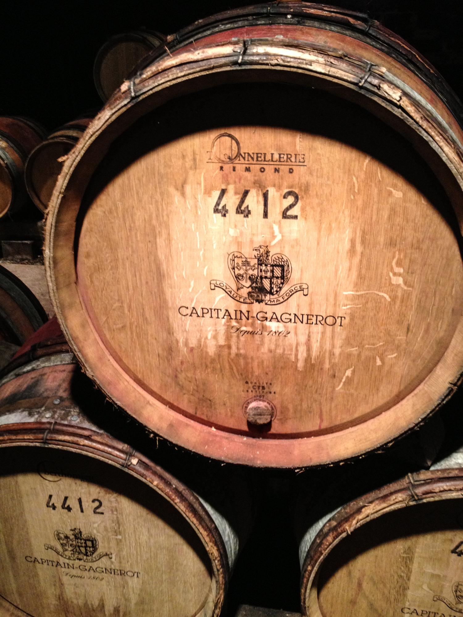 Burgundy barrel detail
