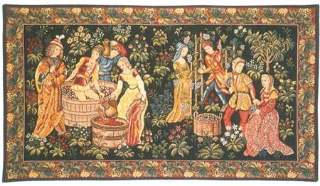 Historic Burgundy wine tapestry